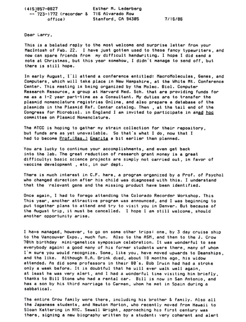 d0052 EML to Larry+HelviseMorse () 7-16-86 p1 84-85-86